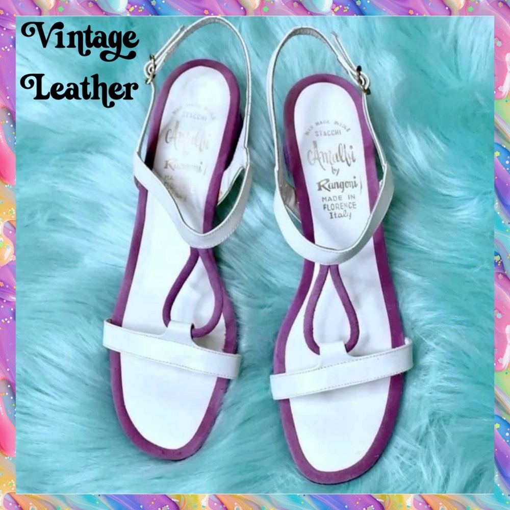 Amalfi By Rangoni 70s SUEDE LEATHER Strappy Low Heel Sandals Women’s 8.5 - Picture 10 of 10